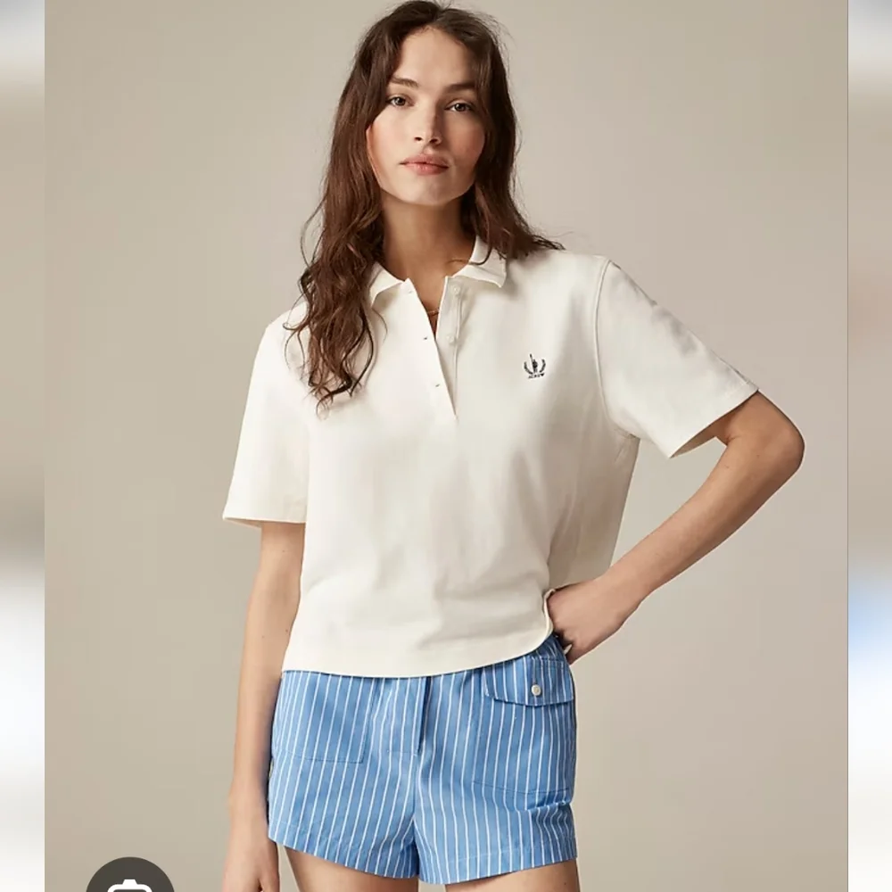 NWT J.Crew Women's Piqué cropped polo shirt Sz M $89 Old Money - Picture 2 of 5